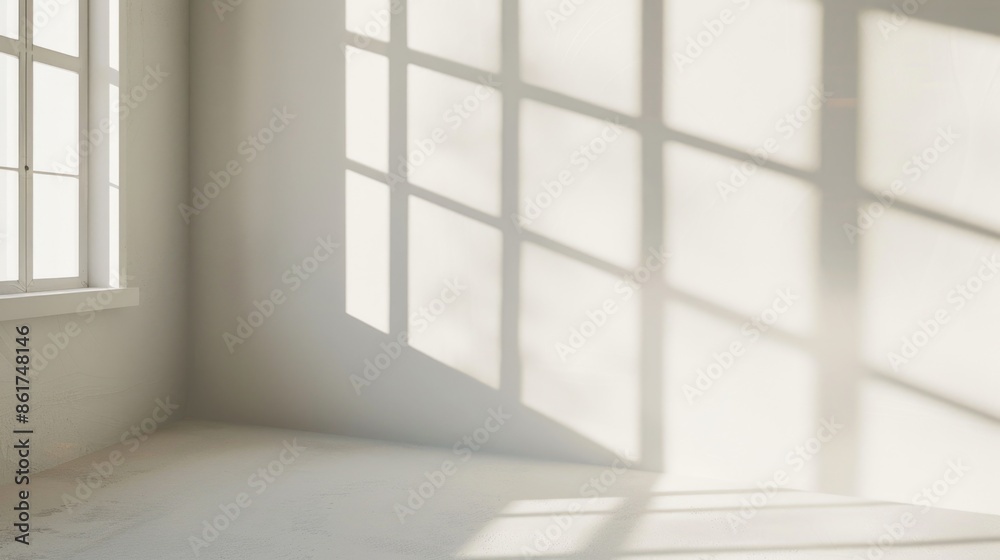 Fototapeta premium A minimalist space with a white floor and a window, perfect for interior design or architectural projects
