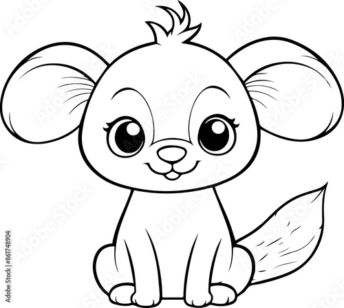 Outline coloring book for children of a cute chinchilla