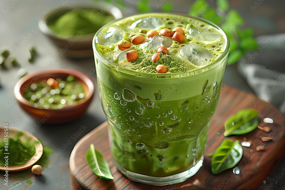 Iced Matcha Latte: green matcha latte served over ice for a refreshing twist. Iced Matcha Latte: green matcha latte served over ice for a refreshing twist.