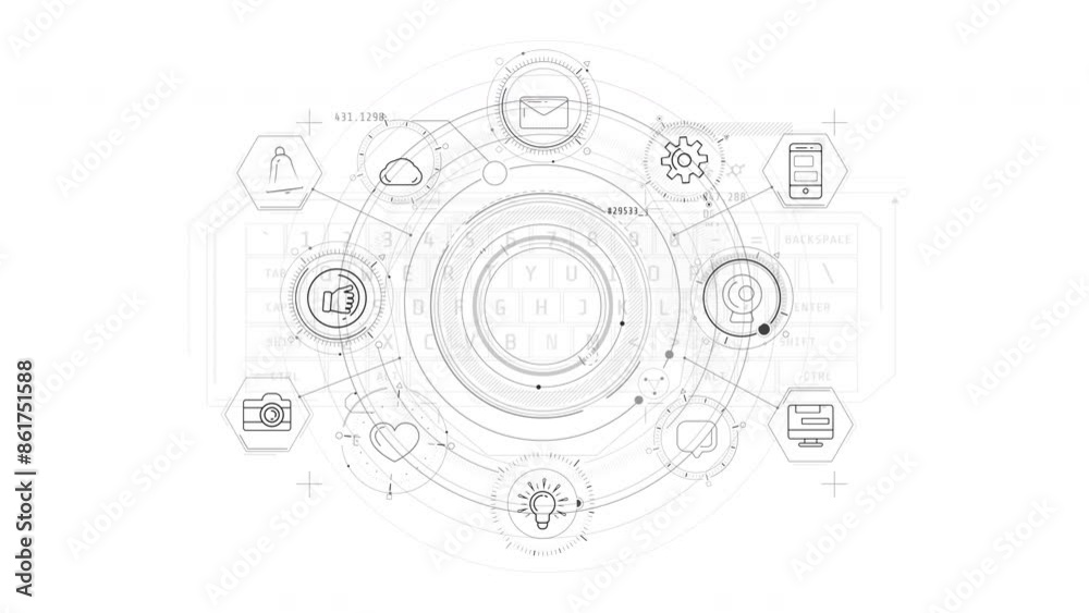 custom made wallpaper toronto digitalMonochrome animated infographic diagram about social networks.