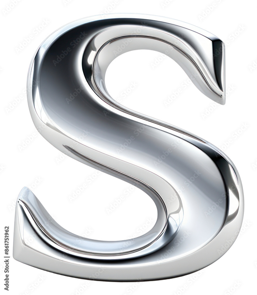 PNG S letter shape Chrome material white background silver symbol. PNG S letter shape Chrome material white background silver symbol.