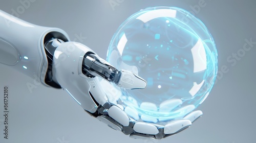 Robotic hand holding AI sphere