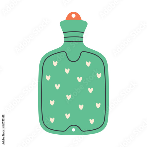 Rubber heating pad used for painful menstruation. Menstrual period. Vector illustration in flat style
