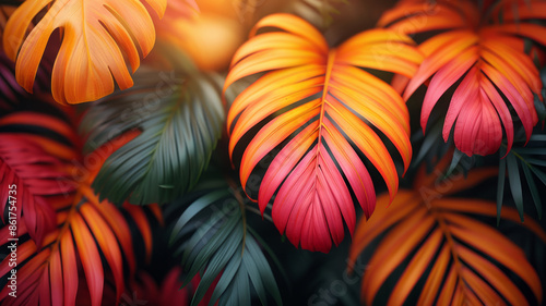 Wallpaper Mural photo of colorful palm tree leaves, wallpaper, hdr, detailed.generative ai Torontodigital.ca