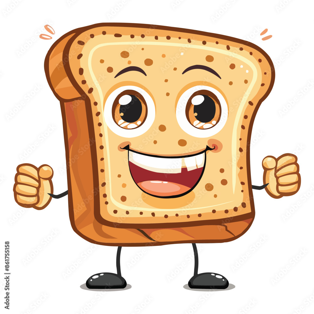 vector Bread cartoon character on white background vector Bread cartoon character on white background