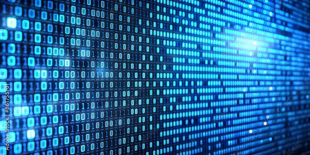 Obraz premium Abstract Blue Digital Binary Code Pattern Background
