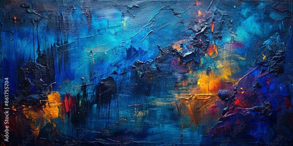 Fototapeta premium Abstract Blue and Yellow Oil Painting Texture