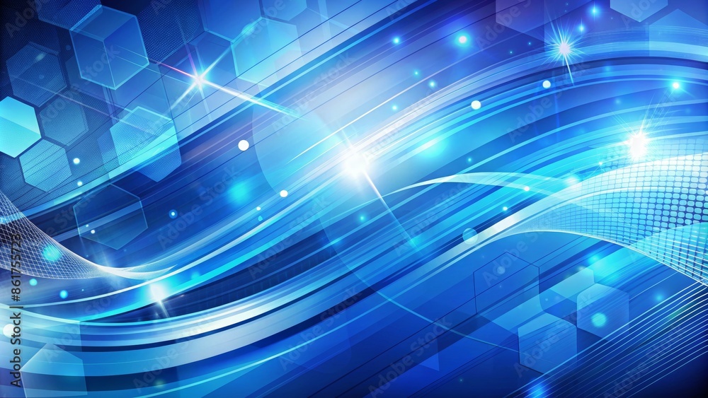 Obraz premium Abstract Blue Futuristic Technology Background with Hexagon Patterns and Glowing Lights