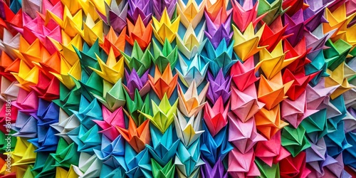 Colorful Origami Boats Abstract Background