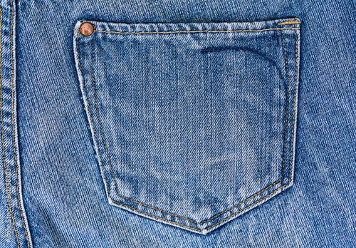 Jeans textile pocket close up. Detail of jeans pants.	 photo