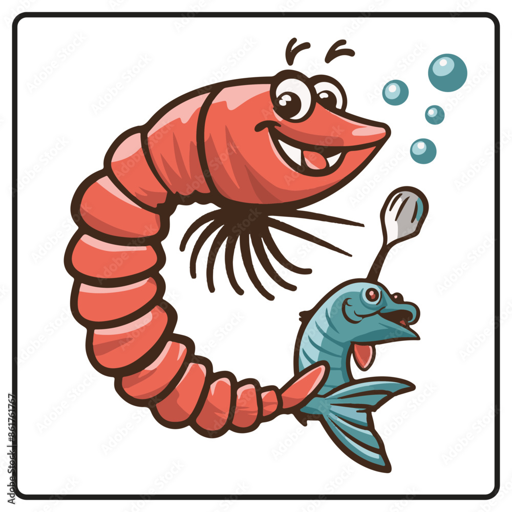 Obraz premium shrimp Fish coloring vector white background. shrimp vector for logo and coloring book image. Abstract, graphic, 
