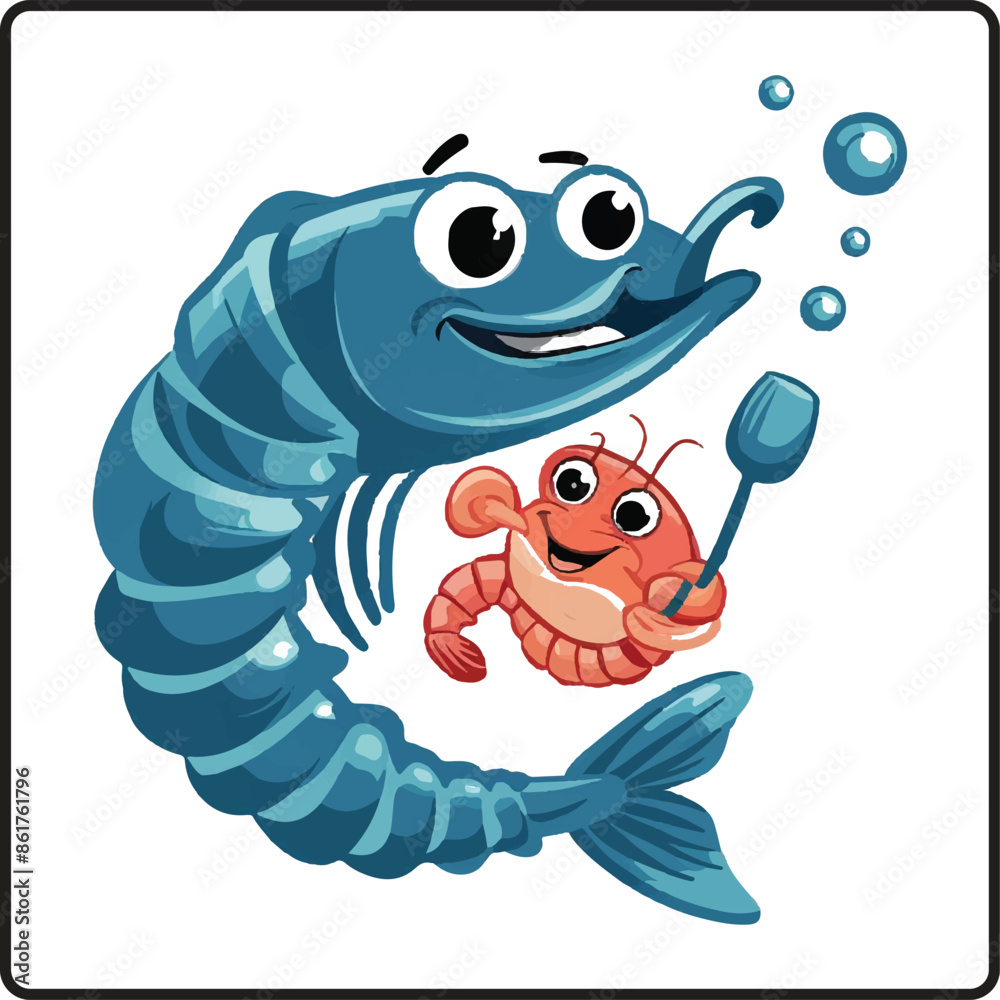 Obraz premium shrimp Fish coloring vector white background. shrimp vector for logo and coloring book image. Abstract, graphic, 