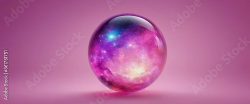 clear pink bubble isolated Realistic with subtle iridescence