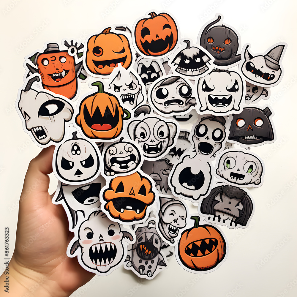 Fototapeta premium Hand Holding a Collection of Halloween-Themed Cookies