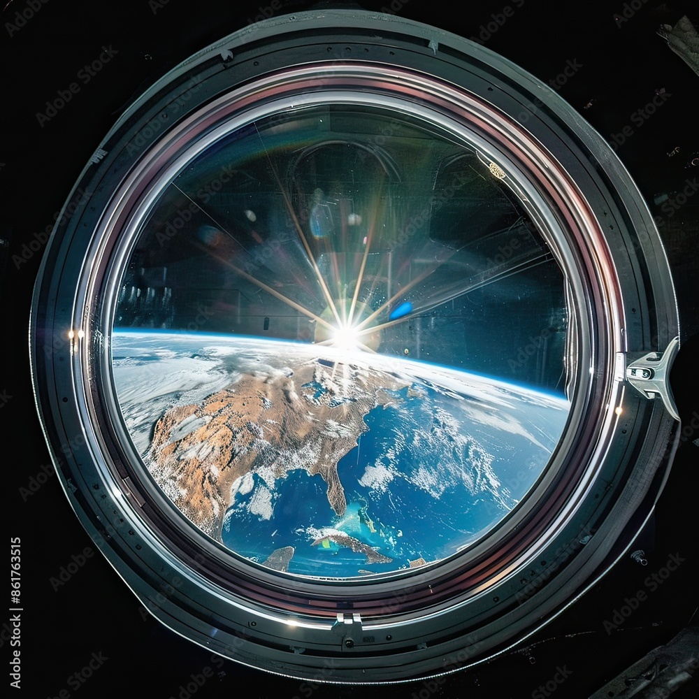 View of Earth from space station, revealing its beauty and vastness View of Earth from space station, revealing its beauty and vastness
