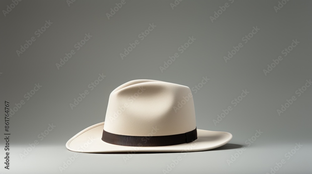Minimalist White Hat on Neutral Background for Realistic Photography with Ample Text Space Minimalist White Hat on Neutral Background for Realistic Photography with Ample Text Space