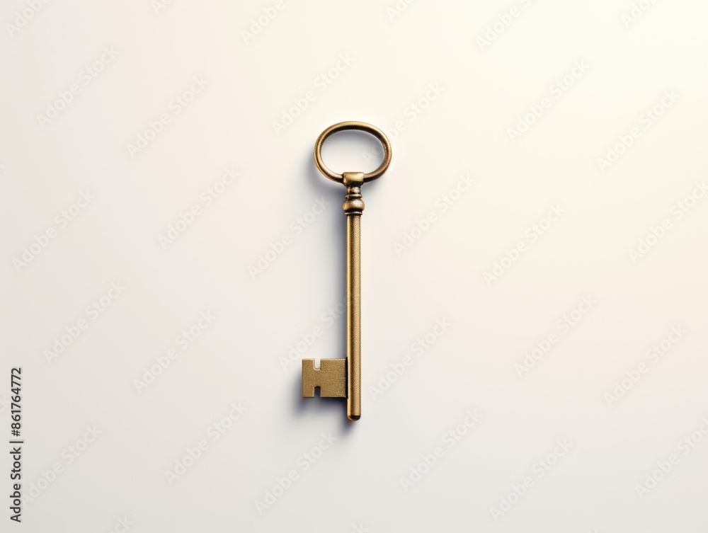 Key to Simplicity: Minimalist Digital Illustration on White Background Key to Simplicity: Minimalist Digital Illustration on White Background
