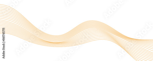 Vector abstract background with dynamic orange waves, lines and particles. 