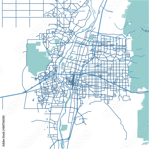 Layered vector map of Albuquerque in New Mexico in a professional blue style