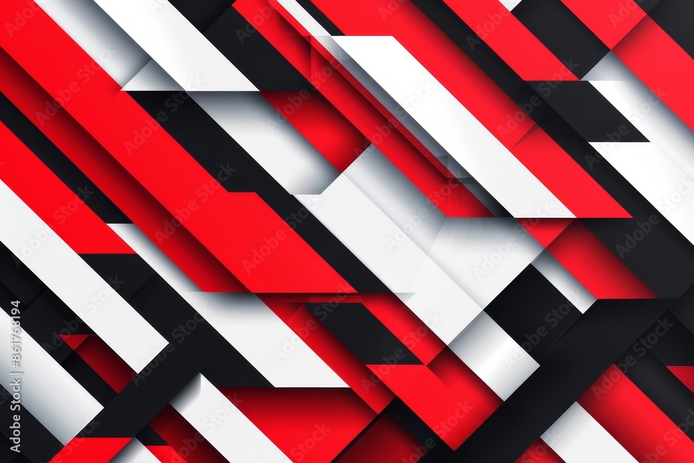 Abstract geometric background with bold red, white, and black design for captivating visual impact Abstract geometric background with bold red, white, and black design for captivating visual impact