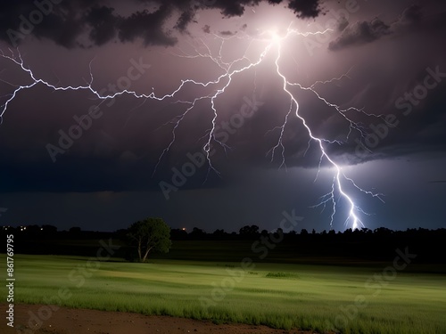 Lightning striking the ground