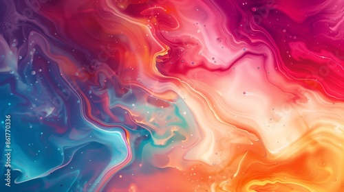 Colorful liquid marble background with abstract shapes and swirls
