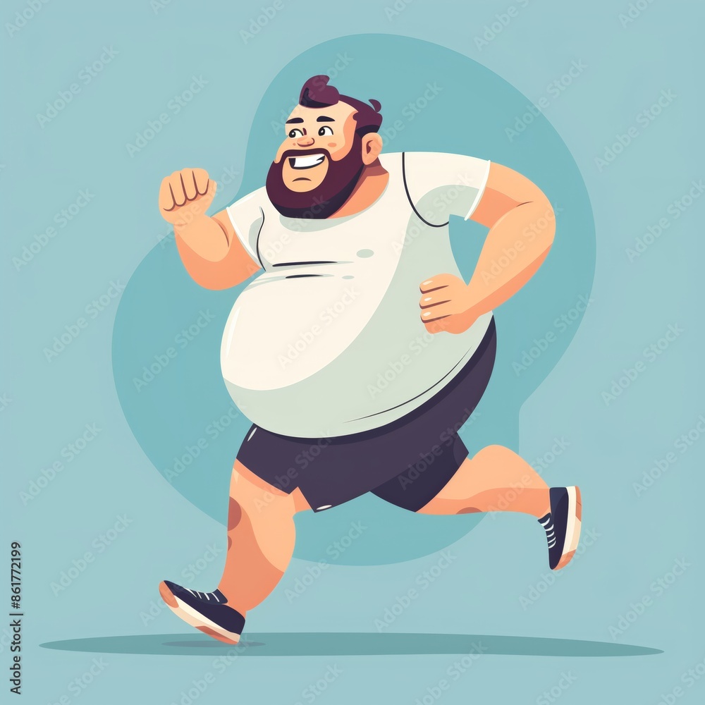 Obese man running in sport clothes, weight loss in minimalistic cartoon style
Obese man running in sport clothes, weight loss in minimalistic cartoon style
