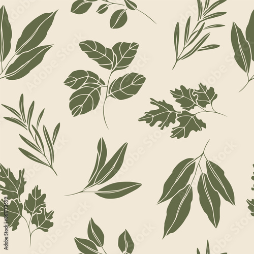 Flat vector herbs and spices seamless pattern