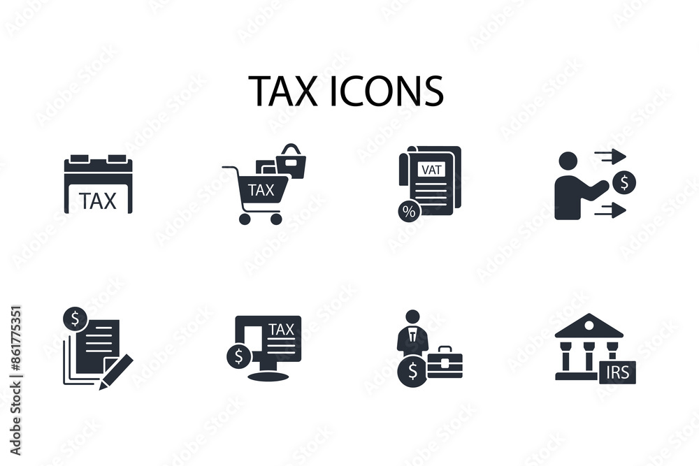 Tax icon set.vector.Editable stroke.linear style sign for use web design,logo.Symbol illustration. Tax icon set.vector.Editable stroke.linear style sign for use web design,logo.Symbol illustration.