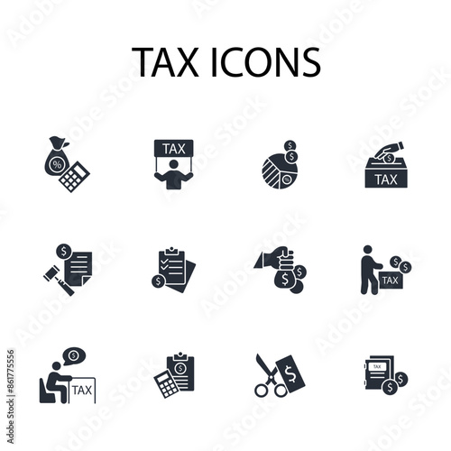 Tax icon set.vector.Editable stroke.linear style sign for use web design,logo.Symbol illustration.