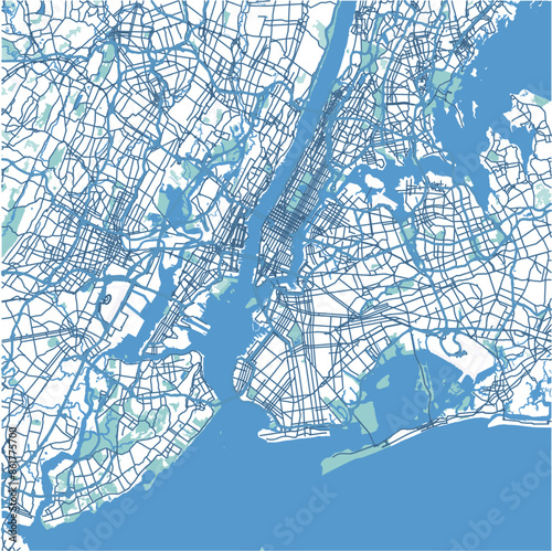Layered vector map of New York in New York in a professional blue style