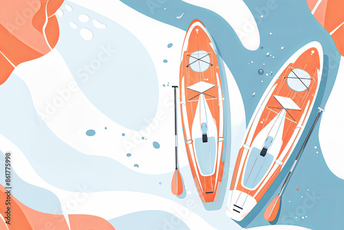Paddle Board, Kayaking Rental Concept. Website or Landing Page Concept photo
