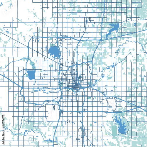 Layered vector map of Oklahoma City in Oklahoma in a professional blue style