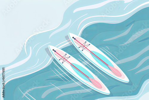 Paddle Board, Kayaking Rental Concept. Website or Landing Page Concept photo