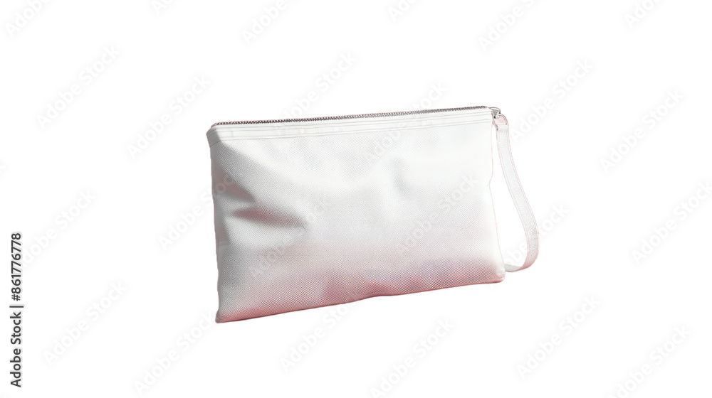 A 3D illustration showcases a blank zipper pouch perfect for branding and mockup purposes A 3D illustration showcases a blank zipper pouch perfect for branding and mockup purposes