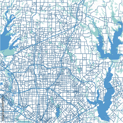 Принти на полотні Layered vector map of Plano in Texas in a professional blue style