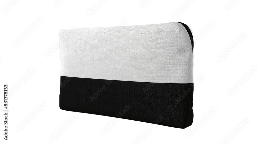 Obraz premium A 3D rendering presents blank black and white canvas cosmetic bags in a halfturned view This template represents empty cotton clutches for beauty accessories