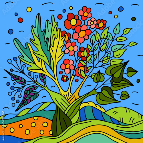 Neurodiversity symbol. A tree in a vibrant spectrum of colors.