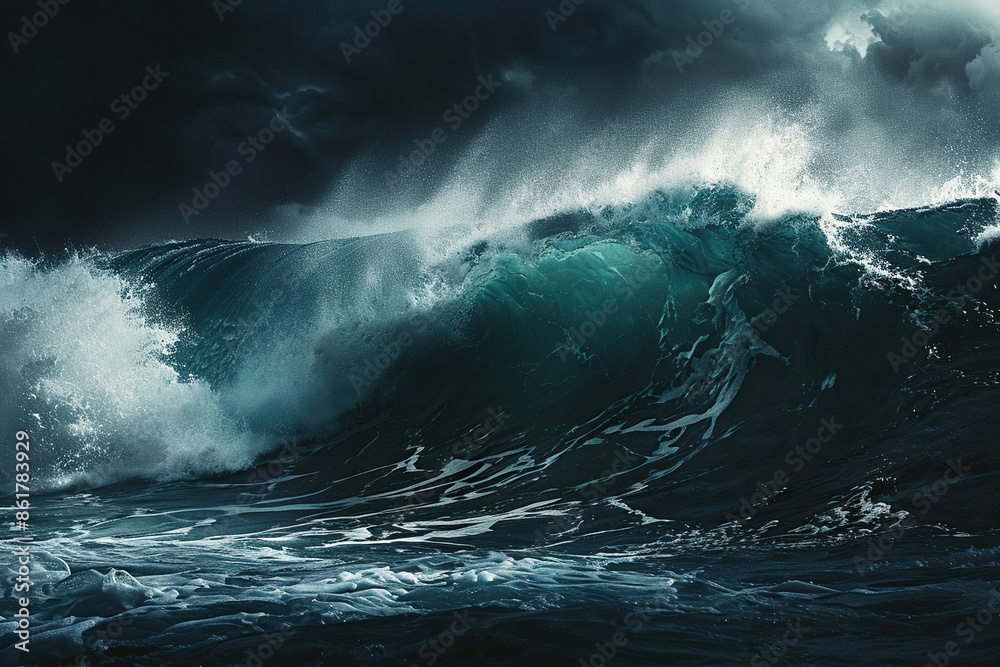 Generative ai on theme of a scary tsunami with huge foamy wave, apocalyptic dramatic background Generative ai on theme of a scary tsunami with huge foamy wave, apocalyptic dramatic background
