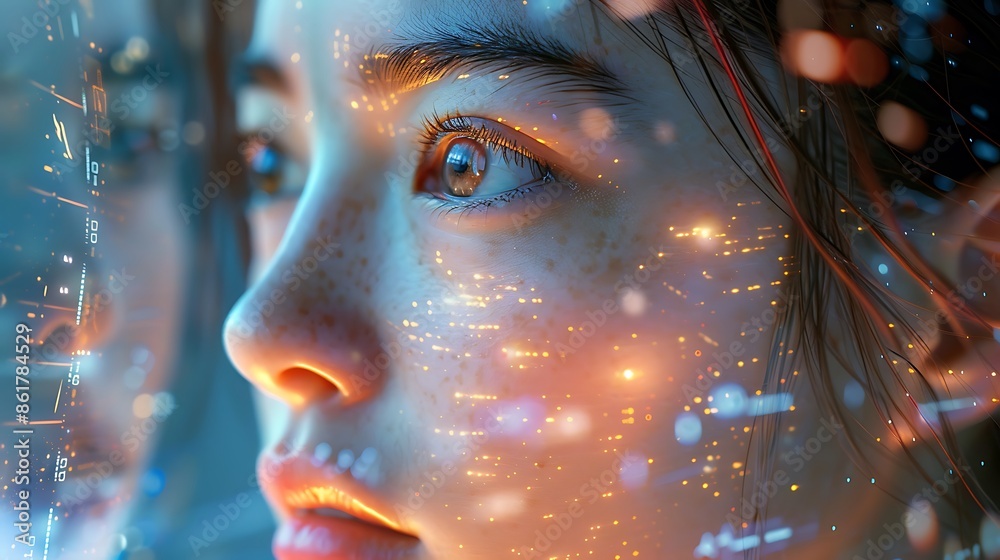 Glimpse into the Future: A Woman Immersed in Futuristic Technology Glimpse into the Future: A Woman Immersed in Futuristic Technology