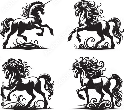 centaur vector silhouette set white background