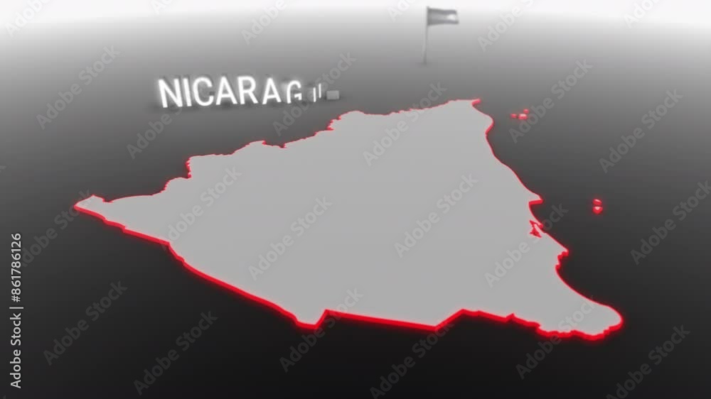 3d animated map of Nicaragua gets hit and fractured by the text “Violence” 3d animated map of Nicaragua gets hit and fractured by the text “Violence”