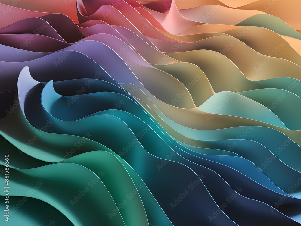 Fototapeta premium Mezcla de colores vibrantes que lentamente se fusionan entre sí creando ondas.