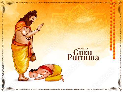 Beautiful Happy Guru Purnima Indian traditional festival background