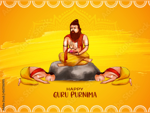 Cultural Happy Guru Purnima Indian festival greeting background