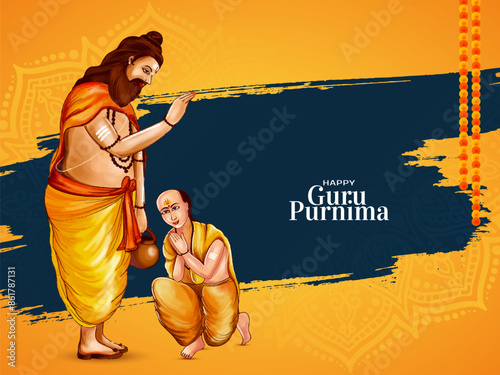 Beautiful Happy Guru Purnima Indian traditional festival background