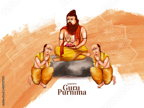 Cultural Happy Guru Purnima Indian festival greeting background