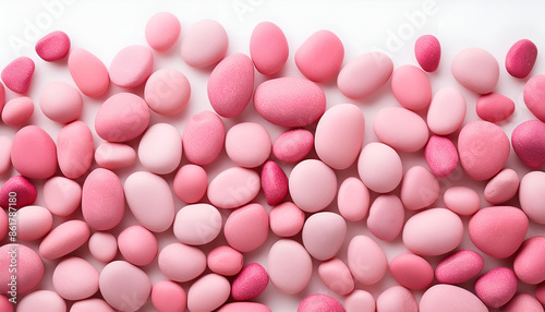 Smooth Pink Stones Arranged on a White Surface