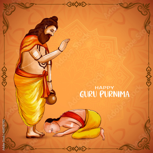 Beautiful Happy Guru Purnima Indian traditional festival background