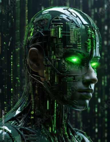 destruct cyborg  green binary code